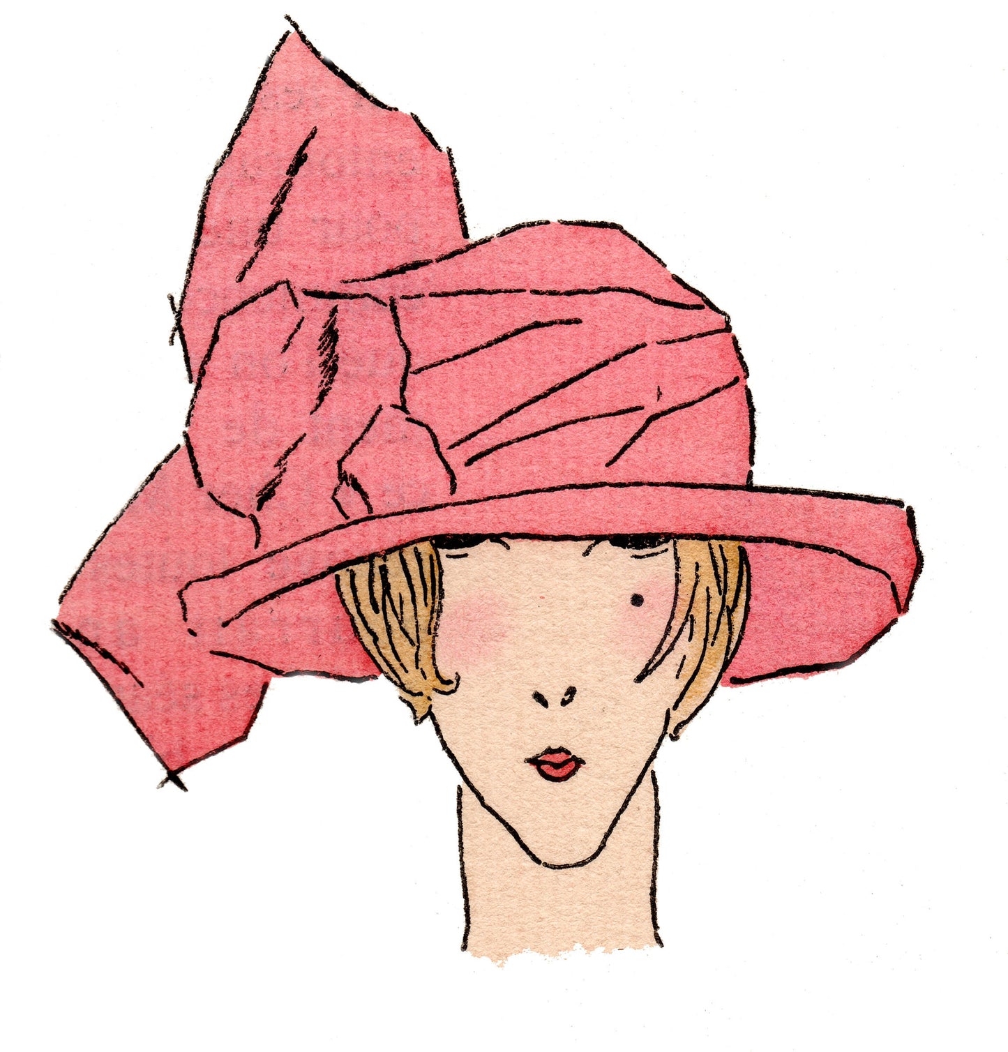 'Lady with Pink Hat' Art-Deco A2 Poster