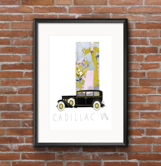 'Yellow & Lilac Car' Art-Deco A2 Poster