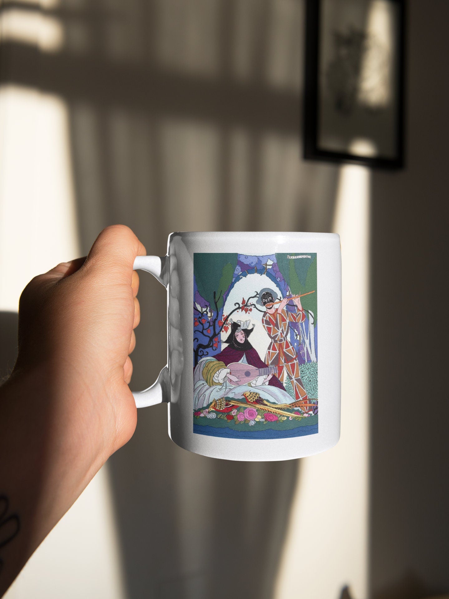 'Couple Playing Music' White Mug