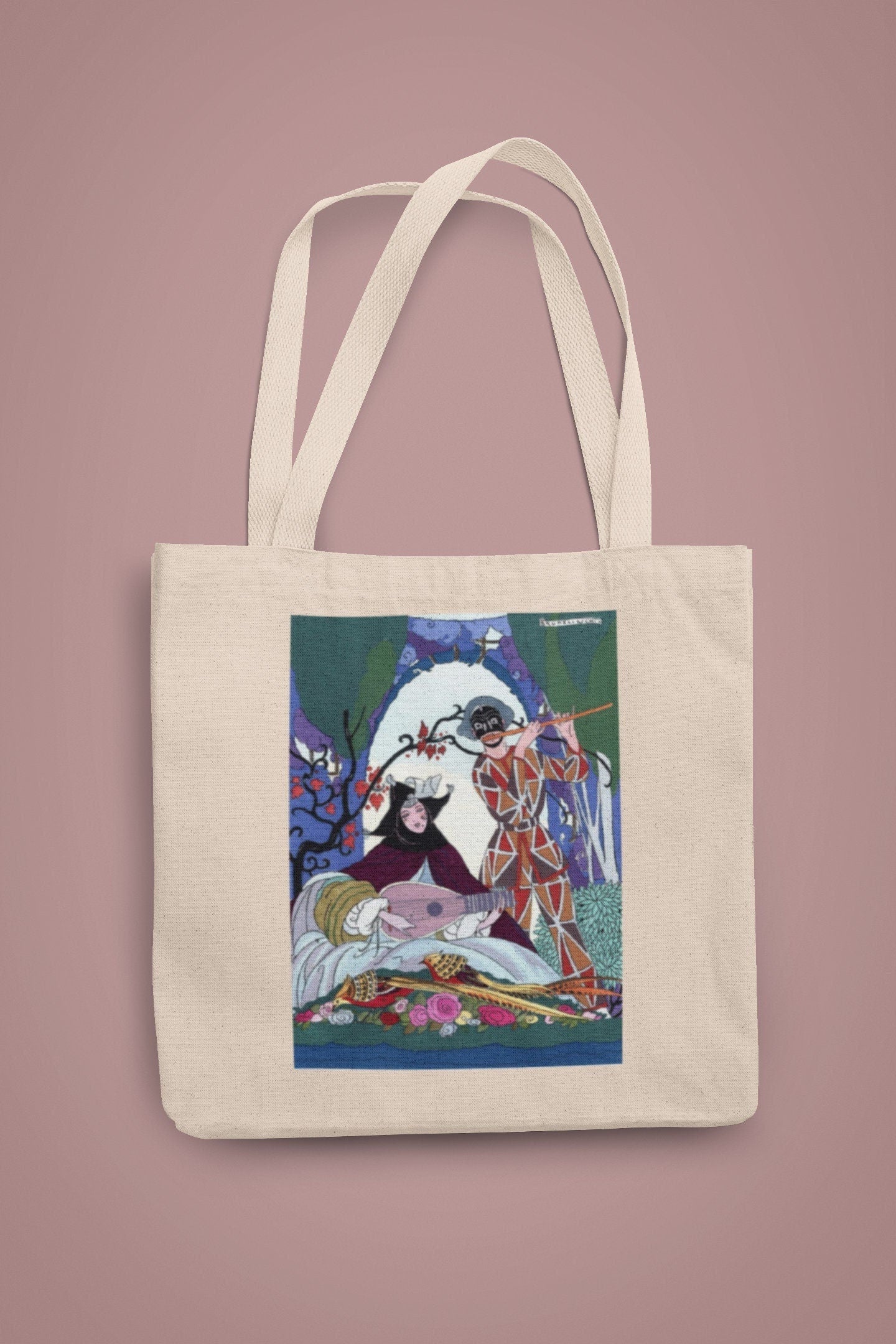 'Couple Playing Music' Tote Bag