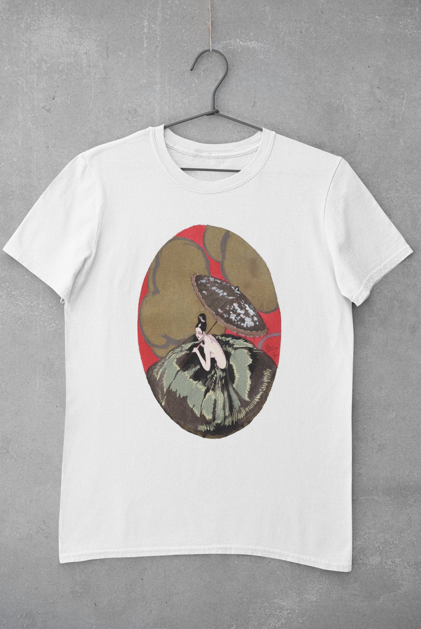 'Lady with Parasol' Graphic T-Shirt in White