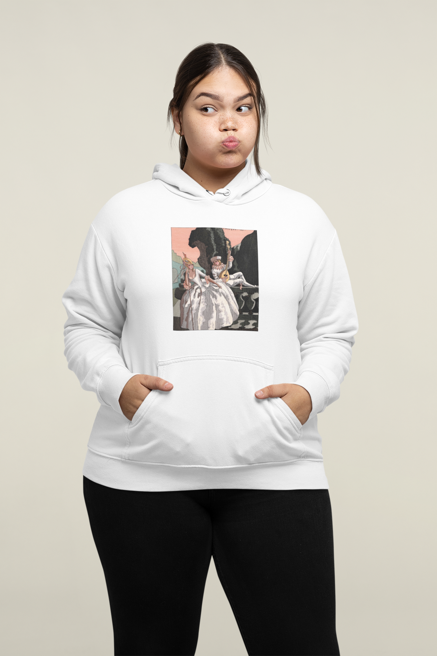 'Lady Being Serenaded' Graphic Hoodie (front)