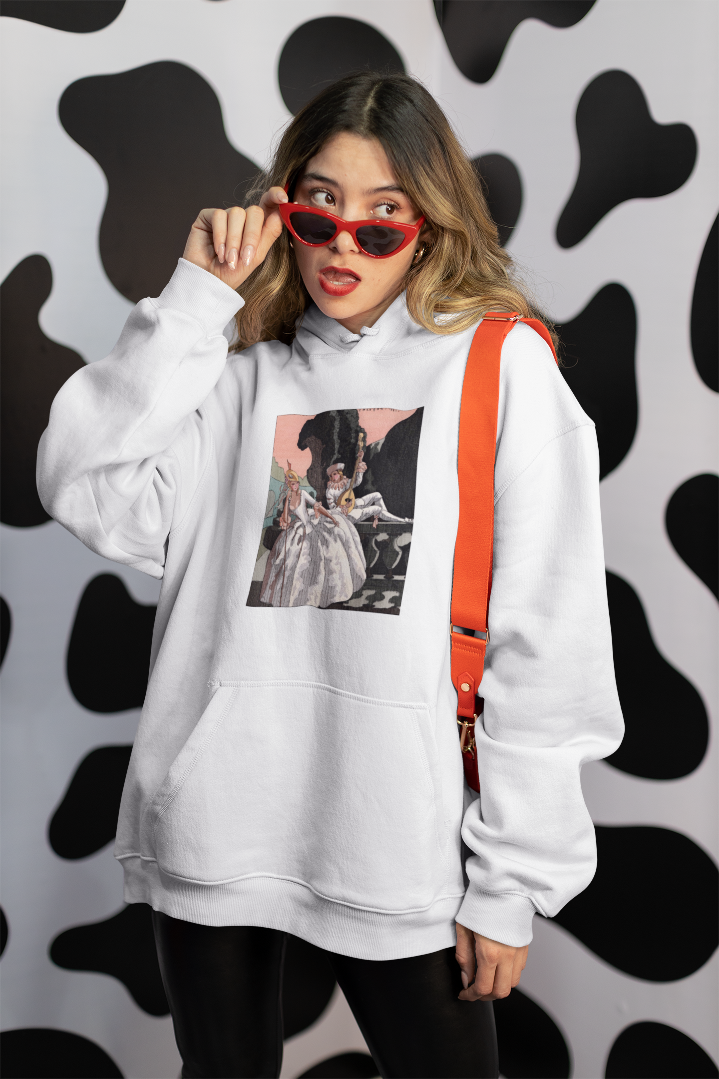 'Lady Being Serenaded' Graphic Hoodie (front)